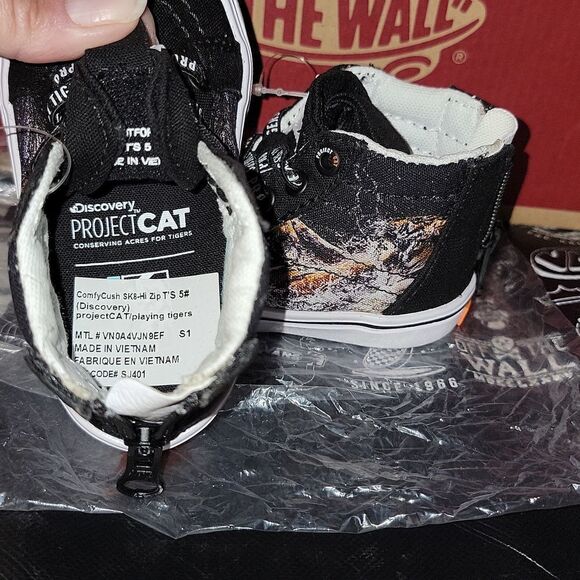 VANS Sk8-Hi Zip ProjectCAT Protect Tigers Discovery Rare ComfyCush Shoes Size 5 - Picture 10 of 11